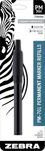 Vista 9 de Zebra Pen PM-701 - Marcador permanente, barril de acero inoxidable, punta fina, tinta negra, recargable, paquete de 1 unidad