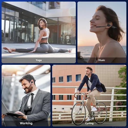Vista 8 de LEVN Auriculares de oreja abierta con micrófono, auriculares Bluetooth de 29g con micrófono, auriculares Bluetooth con micrófono de cancelación
