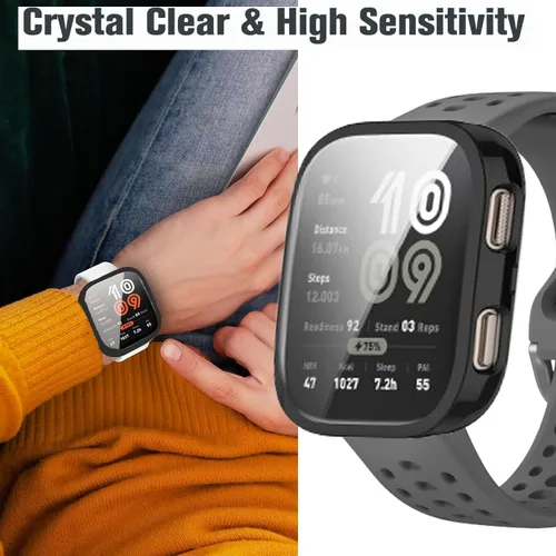 Vista 2 de Lamshaw IDW25 - Funda para reloj inteligente, cubierta protectora completa de TPU suave con protector de pantalla compatible con BOOOMIC Negro+Negro