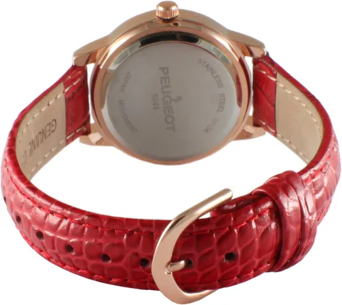 Vista 3 de Peugeot Reloj de vestir de piel con números romanos de metal para mujer