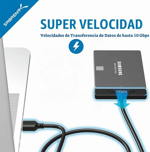 Vista 2 de SABRENT Cable adaptador USB 3.1 a 2.5 pulgadas SATA SSD/disco duro, UASP
