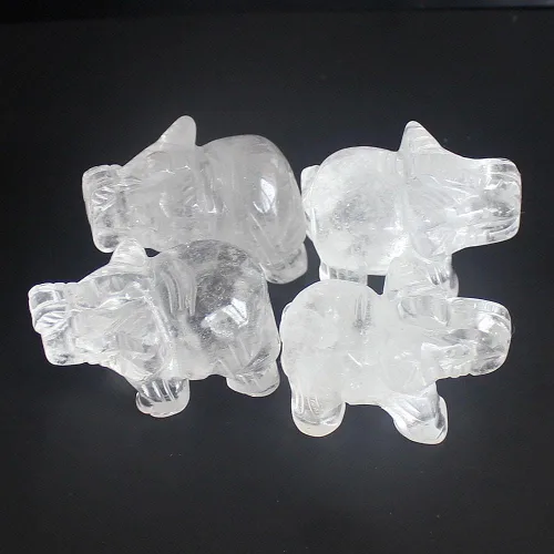 Vista 3 de Figura de elefante de cristal tallada a mano de 1.5 pulgadas para decoración del hogar (cuarzo blanco)
