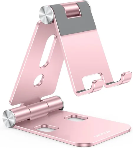 Vista 14 de OMOTON Soporte plegable para teléfono celular, C4 soporte de teléfono de aluminio portátil, base de acoplamiento ajustable para teléfono compatible