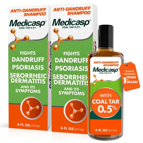 Vista 11 de MEDICASP Shampoo anticaspa con alquitrán de hulla, Trata la caspa, dermatitis seborreica y psoriasis, 6 onzas líquidas Alleviates Symptoms from