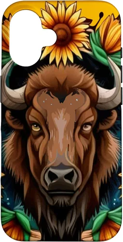 Vista 31 de American Bison with Sunflower Wreath Kansas State Tattoo Art Case for iPhone XR