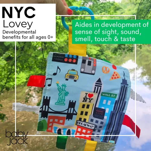 Vista 3 de Baby Jack & Co - Juguetes para bebés de 8 x 8 pulgadas, diseño de Nueva York, suave y seguro, aprende ciudades y formas de Estados Unidos, juguete