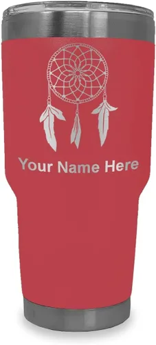 Vista 23 de LaserGram Vaso aislado al vacío de 20 onzas, atrapasueños, grabado personalizado incluido (negro) Engraved Gift, Vacuum Insulated Stainless Steel