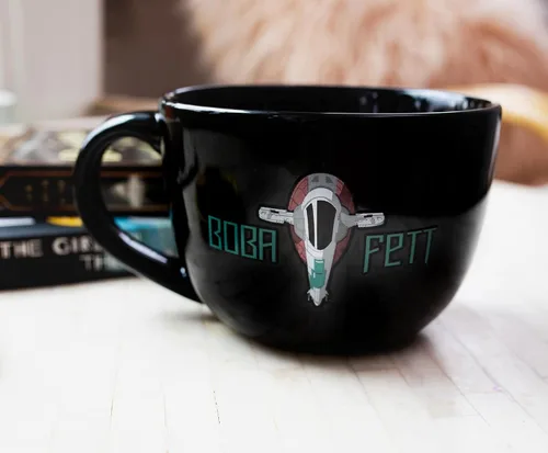 Vista 4 de Star Wars: The Mandalorian Boba Fett - Taza de cerámica para sopa Tazón para helado, cereales, avena Taza de café grande para expreso, cafeína