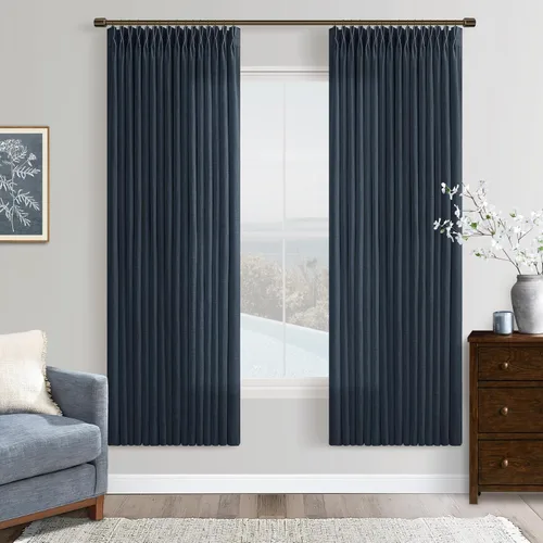 Vista 95 de TWODRAPES Cortinas de Lino Plisadas con Pinza Beige Blancas de 54 Pulgadas de Largo 2 Paneles para Comedor Cocina Dormitorio Plisadas Semi