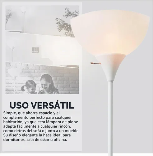 Vista 8 de Newhouse Lighting NHFL-JO-WH Joey Lámpara de pie moderna de 71 pulgadas para dormitorios, sala de estar, lámpara de pie duradera para el hogar Blanco