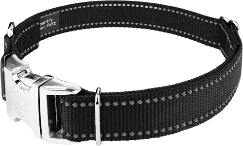 Vista 3 de Country Brook Petz - Collar para perro de nailon reflectante negro de alta calidad, pequeño