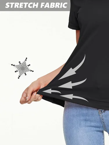 Vista 7 de MAGCOMSEN Camisetas de mujer con cuello en V, manga corta, UPF 50+, protección solar, secado rápido, camisetas atléticas