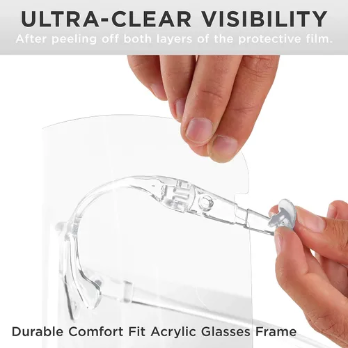 Vista 5 de TCP Global Salon World - Protectores faciales completos con marcos de gafas (paquete de 10), ultra transparentes para proteger los ojos, la nariz