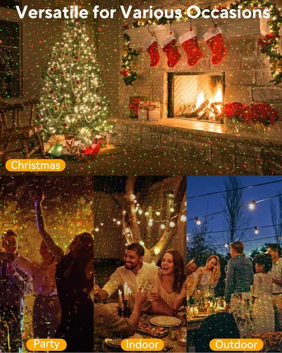 Vista 3 de Neroupe Proyector de luces de Navidad para exteriores impermeables con control remoto, decoraciones de Navidad al aire libre, luces de jardín