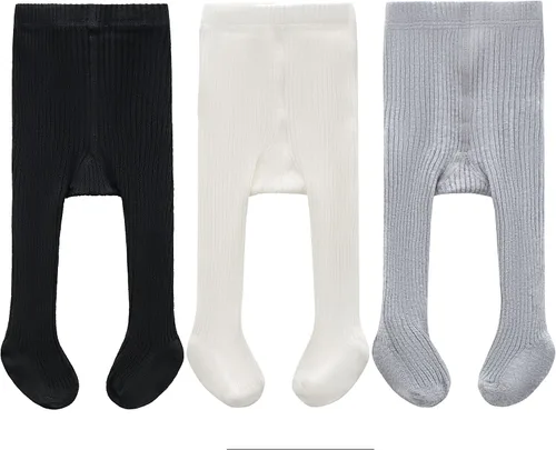 Vista 10 de CECORC - Mallas para niñas bebé, mallas para niñas pequeñas con punto trenzado, gruesas, de algodón, pantimedias para bebé, 1-10T Paquete de 2