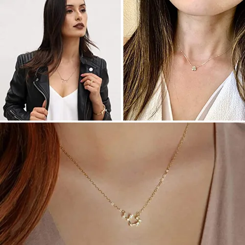 Vista 6 de Juego de 3 collares del zodiaco con colgante de signo de constelación, collar de astrología, regalo de cumpleaños para mujeres y niñas, Metal