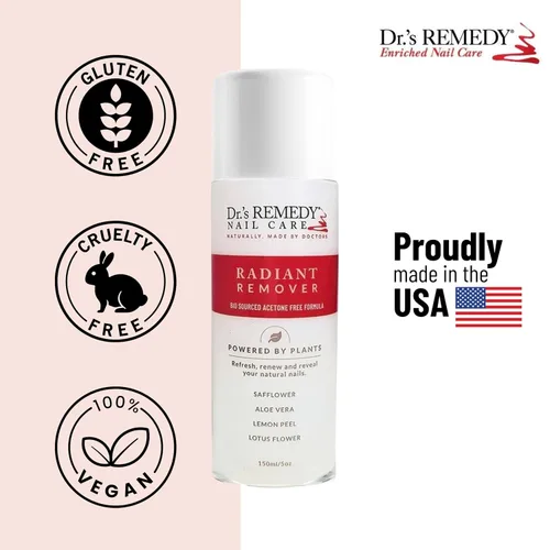 Vista 4 de Dr.'s Remedy Removedor de esmalte de uñas orgánico, fortalecedor natural y vegetal para uñas y cutículas, no tóxico, hidratante e hidratante,
