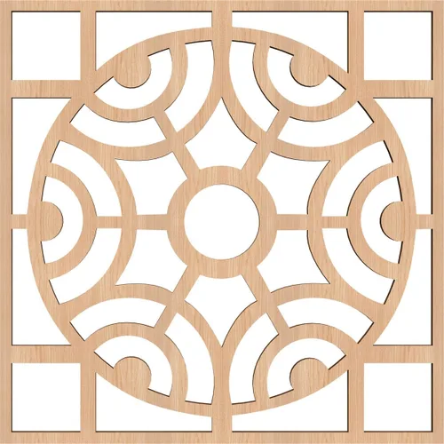 Vista 2 de Walton Paneles de pared decorativos de madera con calado, pequeños, 11 3/8 pulgadas de ancho x 11 3/8 pulgadas de alto x 1/4 pulgadas de alto, nogal