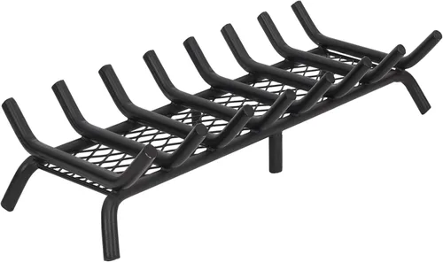 Vista 11 de Rejilla de chimenea de 14 pulgadas con retenedor de brasa, rejilla de leña para chimenea con barra de acero redondo sólido resistente de 3/4