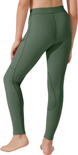 Vista 2 de Willit Pantalones de equitación para niñas, pantalones ecuestres para niños, parches de rodilla, mallas escolares con bolsillos con cremallera
