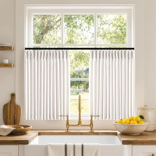 Vista 22 de MIULEE Cortinas de lino gruesas con pinzas plegadas de 96 pulgadas de largo, 2 paneles para sala de estar y dormitorio, cortinas de ventana Natural