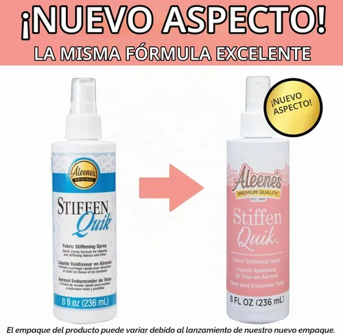 Vista 2 de Aleene's 15581 Stiffen-Quick - Espray de refuerzo de tela (8 onzas), Versión original, el empaque puede variar