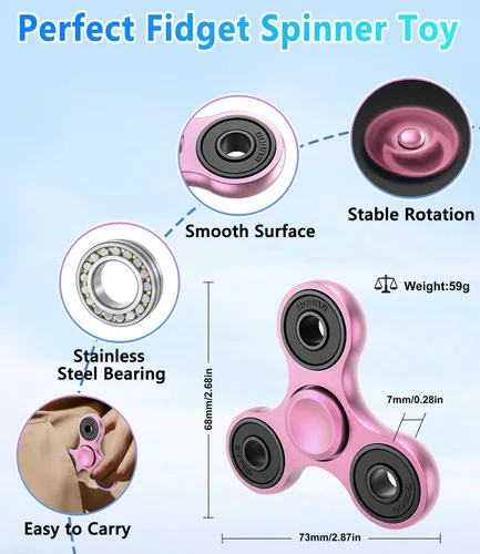 Vista 3 de ATESSON Fidget Spinner Toy Ultra Durable Acero Inoxidable Rodamiento de Alta Velocidad 2-5 Min Spins Material Metal Precisión Spinner EDC ADHD