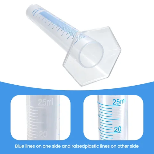 Vista 4 de Geesatis Cilindros de medición de plástico transparente de 0.8 fl oz para prueba de laboratorio graduada, 10