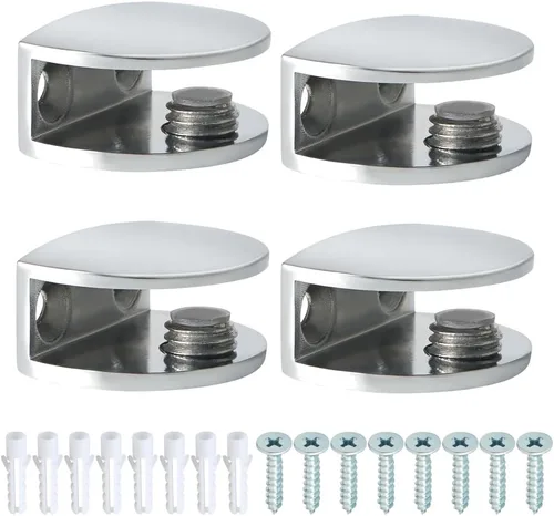 Vista 15 de Alise Soporte de ducha ajustable para estante de vidrio, soporte de abrazadera rectangular resistente para estantes de vidrio de 0.394-0.472 in