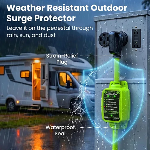 Vista 13 de GEARit Protector contra sobretensiones RV de 30 amperios con analizador