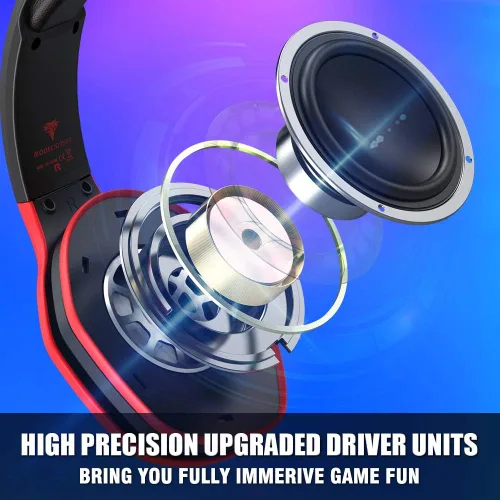 Vista 4 de BENGOO G9500 - Auriculares para juegos para PS4 Xbox One PC Controller auriculares sobre la oreja con micrófono de cancelación de ruido de 720 luz