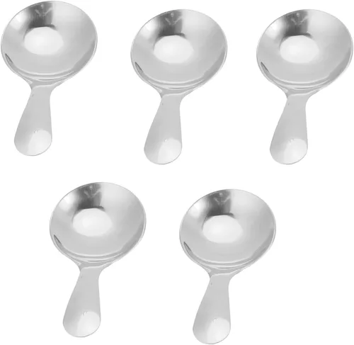 Vista 10 de Watris Veiyi - 5 cucharas de mango corto para condimentos de azúcar, café, té Cucharas pequeñas para postres de sal, mini cucharas doradas