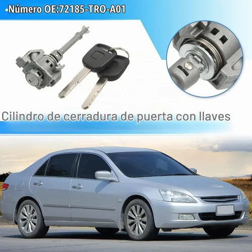 Vista 2 de X AUTOHAUX Juego de cilindros de bloqueo de puerta lateral del conductor con 2 llaves para Honda Civic 2012-2015 72185-TR0-A01