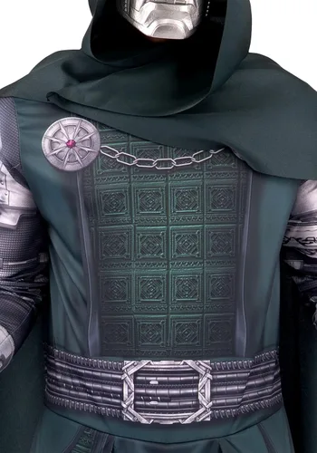 Vista 6 de Disfraz de Doctor Doom de Marvel para hombre, overol para adultos, capa con capucha y media máscara para Halloween, disfrazarse