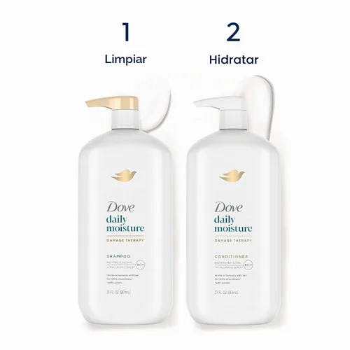 Vista 5 de Dove Ultra Care Champú de humedad diaria paquete de 4 para cabello seco con complejo Bio-Restore 31 oz