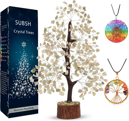 Vista 24 de Árbol de la vida de cristal amatista de 10-12 pulgadas con 2 colgantes de chakra – Bonsái de cristal sanador, árbol del dinero para energía