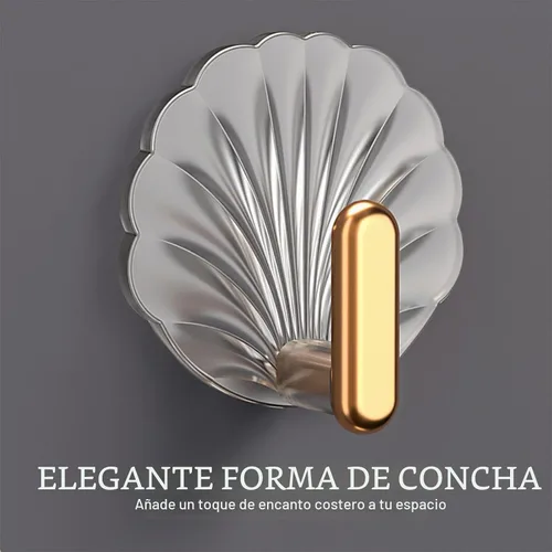 Vista 3 de Ganchos de pared decorativos adhesivos resistentes, paquete de 4