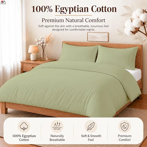 Vista 65 de ARlinen Juego de funda de edredón de tamaño individual, 100% algodón egipcio, juego de ropa de cama de 3 piezas con cierre de cremallera, incluye 1