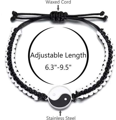 Vista 2 de vicima Yin Yang - Pulseras para hombres y mujeres con cordón ajustable