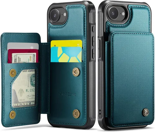 Vista 113 de Vinich for iPhone XR Wallet Case with Card Holder, Black RFID Blocking Credit Slots, Kickstand, Shockproof Flip Phone Cover, PU Leather, Double