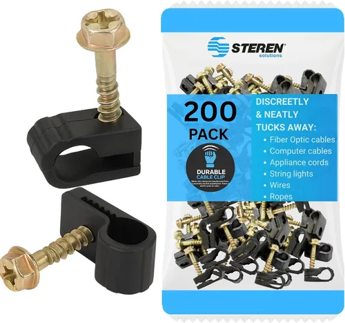 Vista 10 de STEREN Clips coaxiales para cables - Soporte para cables - Clips de alambre - Clips laterales para colgar - Soporte de cable para escritorio Gris