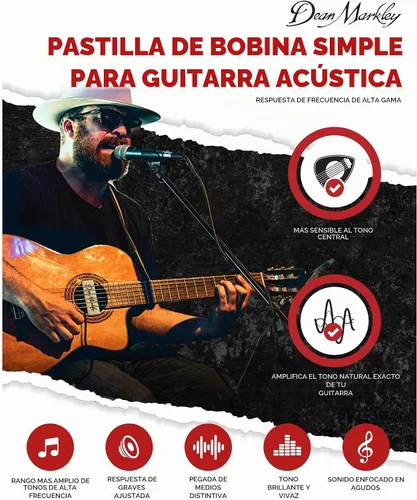 Vista 3 de Dean Markley Pro Mag Plus - Pastilla de guitarra acústica de una sola bobina, diseño de madera de arce suave, pastilla activa de boca, acabado