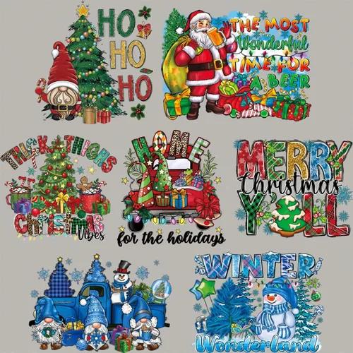 Vista 7 de 9 hojas de transferencia para planchar de Navidad para camisetas, parches para planchar de Navidad, diseño de transferencia de calor, calcomanías