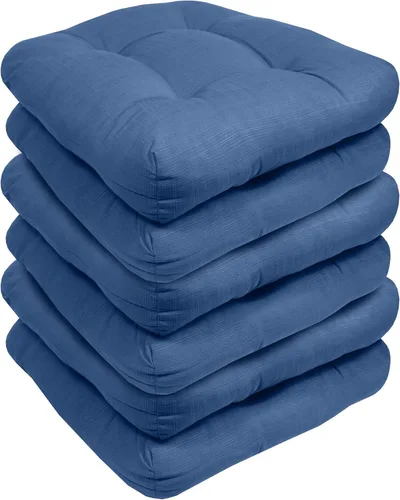 Vista 58 de Sweet Home Collection - Cojines para silla de patio y exterior, almohadillas prémium con relleno grueso y cómodo de fibra, mechones, 19 x 19 Negro