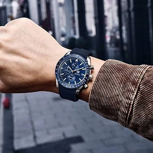Vista 7 de BENAYR - Relojes de pulsera para hombre, cronógrafo, analógico, de cuarzo, impermeables, con correa de goma, relojes de pulsera de negocios