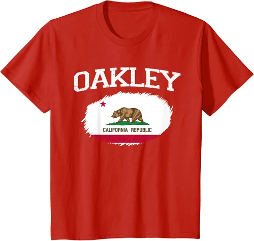 Vista 54 de OAKLEY CA CALIFORNIA Flag Vintage USA Sports Hombre Mujer Camiseta, Negro