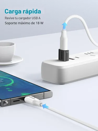 Vista 3 de UGREEN Paquete de 2 adaptadores USB a USB C de 10 Gbps, USB C hembra a USB 3.0 macho, conector de cargador para iPhone 16 15 14 13, AirPods, iPad