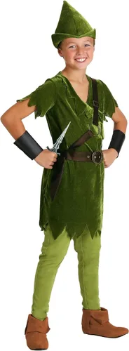 Vista 2 de Kids Peter Pan Costume with Hat, Shirt, Tights, BeltHarness and Wrist Cuffs