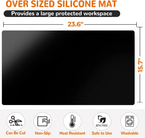 Vista 2 de Warome Alfombrillas de silicona para encimera de cocina, mesa y escritorio, 23.6 x 15.7 pulgadas, protector de encimera resistente al calor