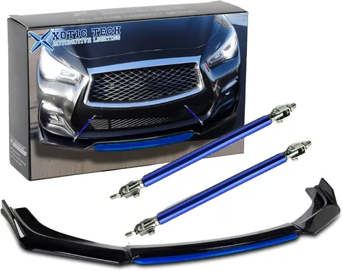 Vista 34 de Xotic Tech alerón de protección para parachoques delantero, negro con azul, kit con barra de acoplamiento ajustable de 8-11 pulgadas